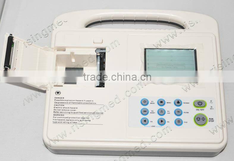 High quality 3.8 inch LCD 12-lead ECG signal one channel digital ECG machine