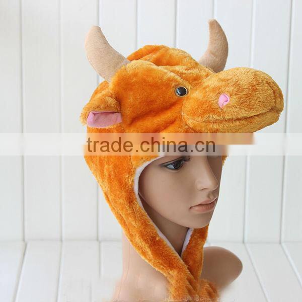 Promotion Customized Logo Winter Plush Hood Kids Dog Husky Animal Hat