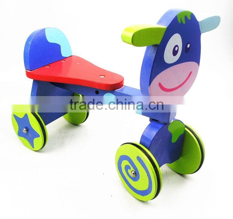 Wooden toy walking 4 wheels bike ride on animals ODM OEM