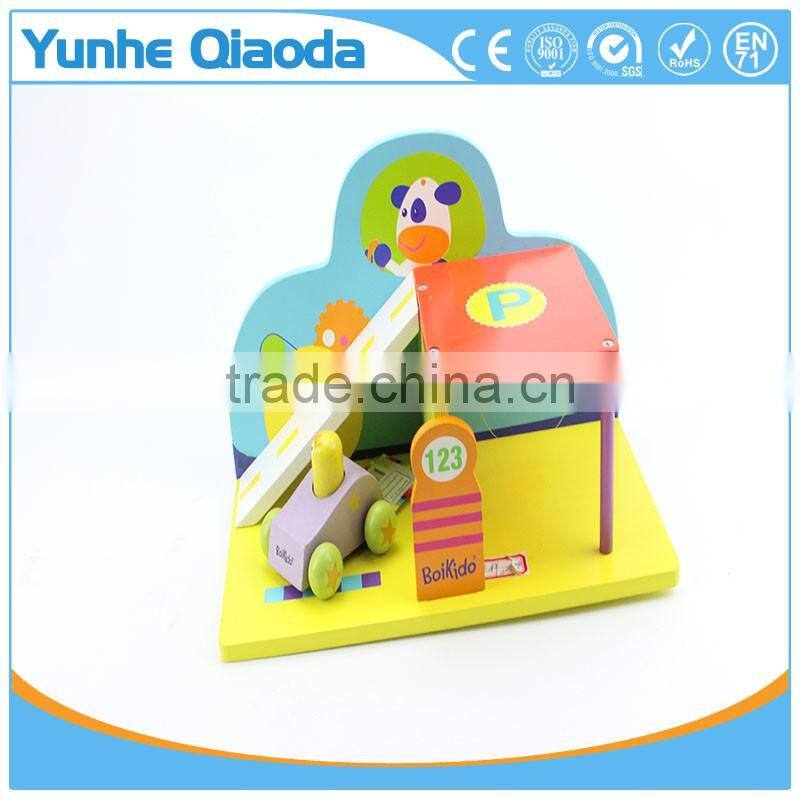 Early Learning wooden play toys the parking with a min car