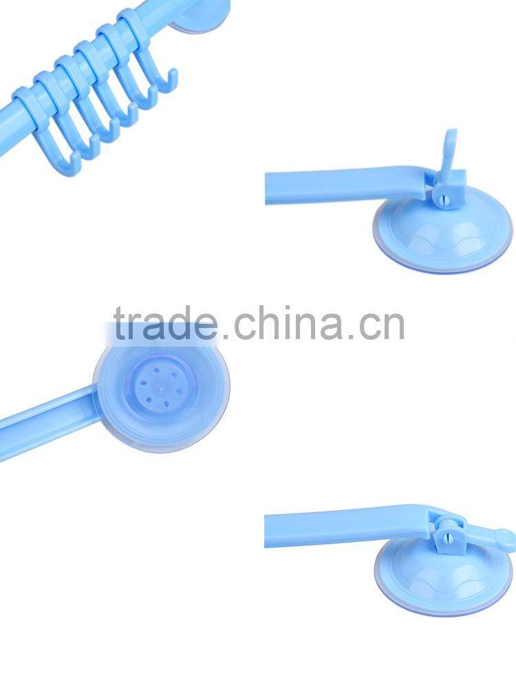 Eco-Friendly plastic Towel Rack Suction Cup 6 Hooks Bathroom Kitchen Holder Sucker