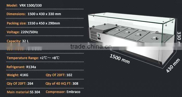 71 Inch Stainless steel Salad Table/Merchandiser Refrigerator/Salad Sandwich Refrigerator