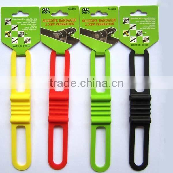 Promotional smart strong elastic bicycle silicone tie band / tie wrap