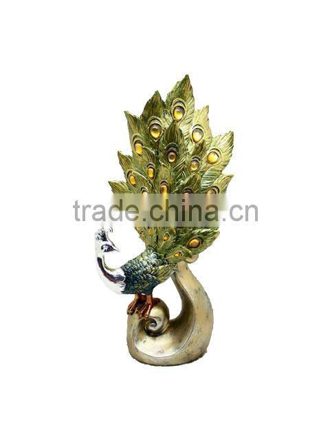 polyresin handpainted resin beacutiful statue peacock