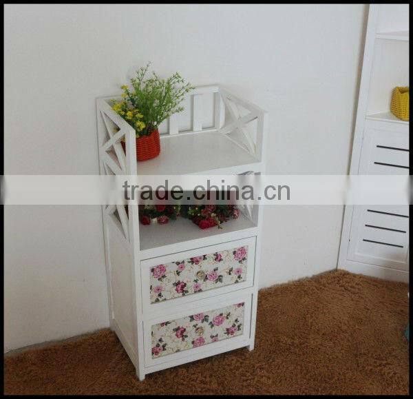 white wooden mini storage cabinet with shelf