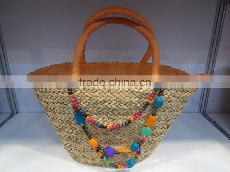popular beach seagrass handmade lady hand bag with decoration
