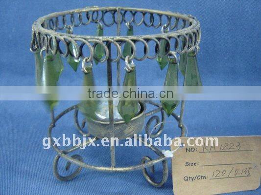 Pearl black wire rectangle decorative taper candle holder