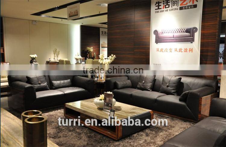 high quality luxury furniture top grain leather sectional sofa set