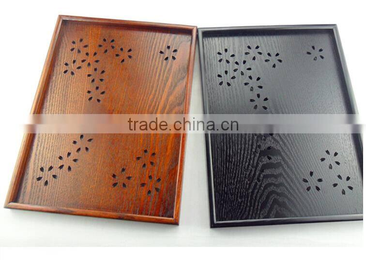 2015 multi shape wooden food tray plate,hollow home decoration tea tray