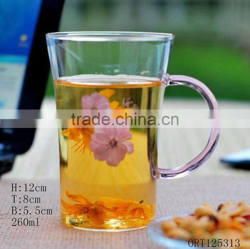 glass tea cup with handle