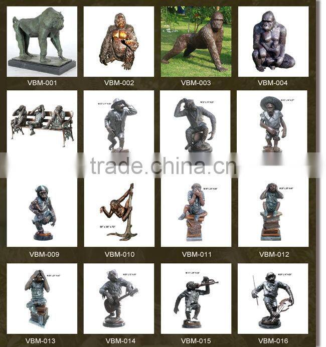 High quality large bronze gorilla sculpture