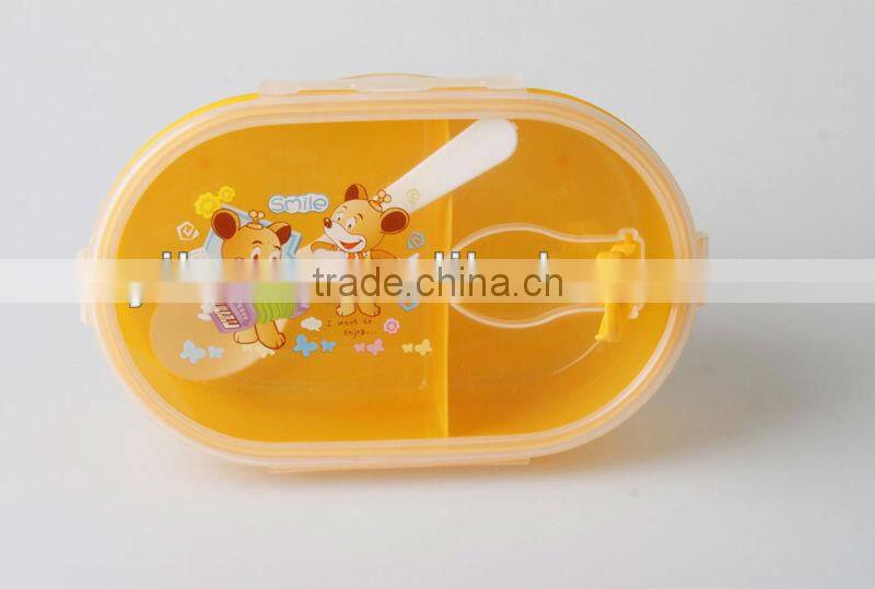BPA Free Plastic 2 Compartment Lunch Box With Spoon