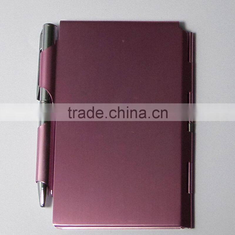 Hot selling alunimium memo pad with pen holder