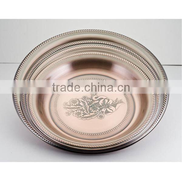 Stalinless Steel Serving Tray Round Tray in K-Gols Color
