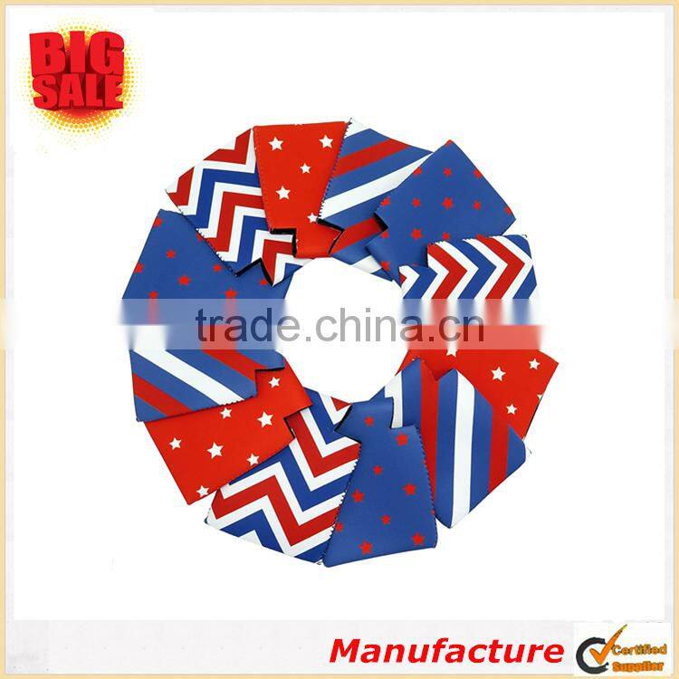 Promotional Collapsible Can Sleeves Extra Thick Neoprene with Stitched Fabric Edges beer can sleeve