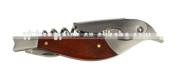 Bird shape stainless steel wine corkscrew, bottle opener