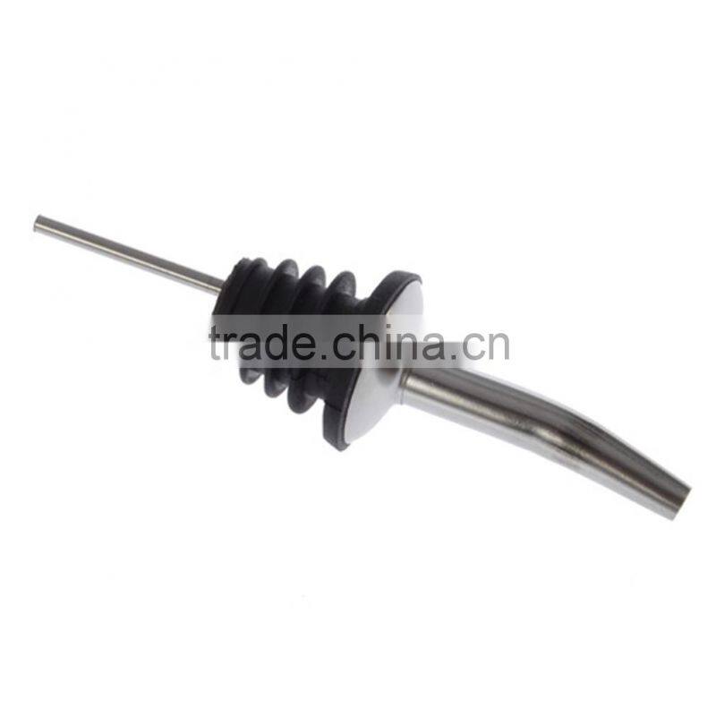 Stainless Steel Liquor Spirit Pourer Free Flow Wine bottle pourer Rubber Stopper