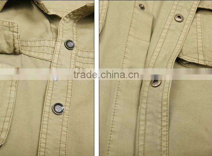 Men's spring & summer 100% cotton breathable short-sleeved tactical shirts