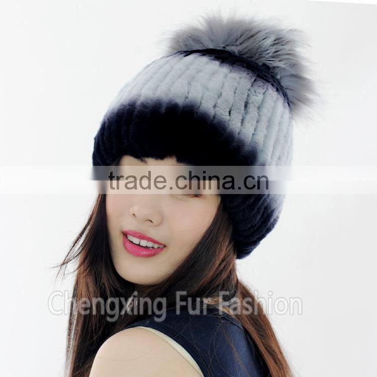 CX-C-02E 2016 Newest Knitted Hat Rex Rabbit Fur Woman Hat