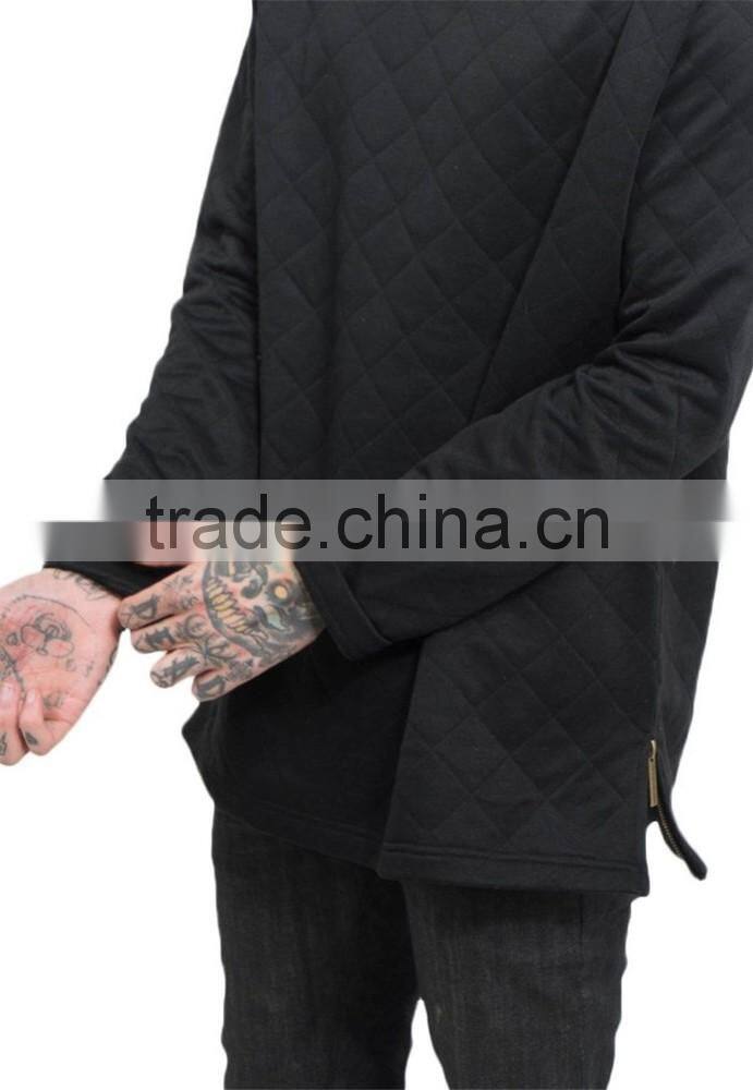 Comfortable cotton plain sweatshirt side zipper wholesale crewneck sweatshirt