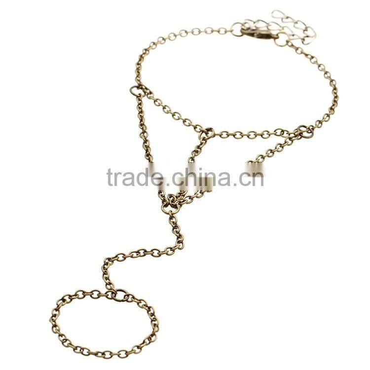 High end finger chain ring bracelet, custom wedding bracelet for bridesmaids, cheap pink ctrystal lucky love finger bracelet