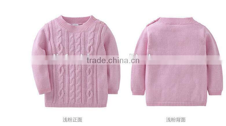 2017 latest design crew neck long sleeve kids cable knitted sweater
