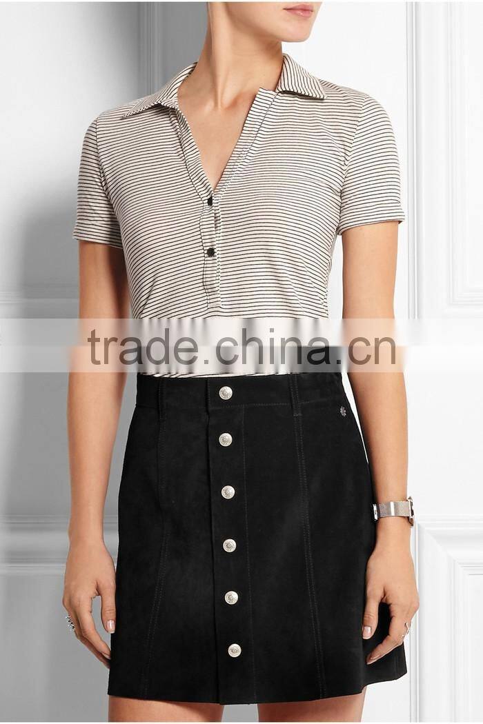 Striped stretch-jersey polo shirt women wholesale