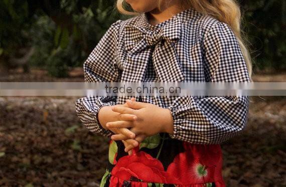 Unique Design Handmade Bow Tie Black and White Plaid T-shirt