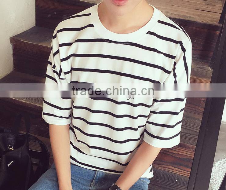 2016 new fashion all match loose half sleeve striped t-shirts