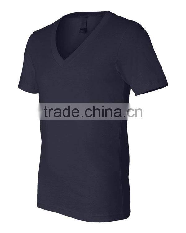 Fashion cheap plain cotton deep v neck t shirts for men