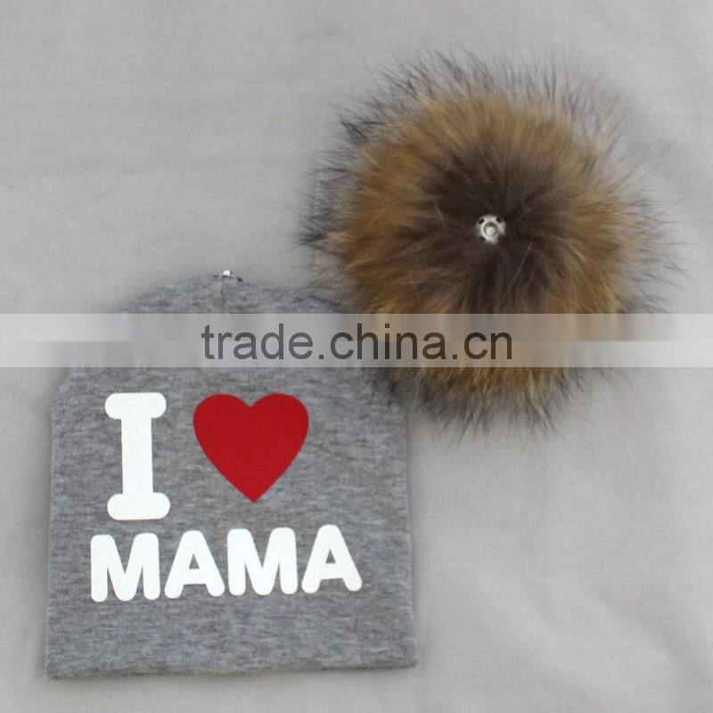 Myfur Spring Fashion Rib Cotton Baby Beanie Hat For Toddler Baby Kids Girl Boy I LOVE