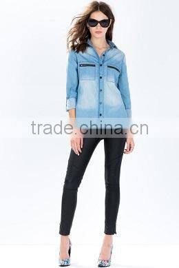 90's Deep plunge wrap over style 2015 new design chiffon ladies blouse