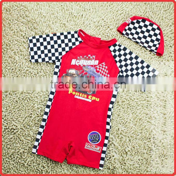 2016 Cute Boys Fashion Swimming Suits Kids Cartoon Lovely Hot Spring One Piece Swimwear Summer Children Wear SR40416-6B