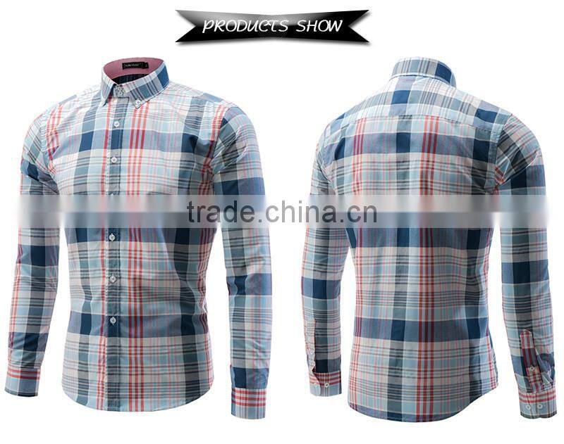 New product 2016 European fashion 100% cotton yarn dyed plaid shirt wholesale men's clothing