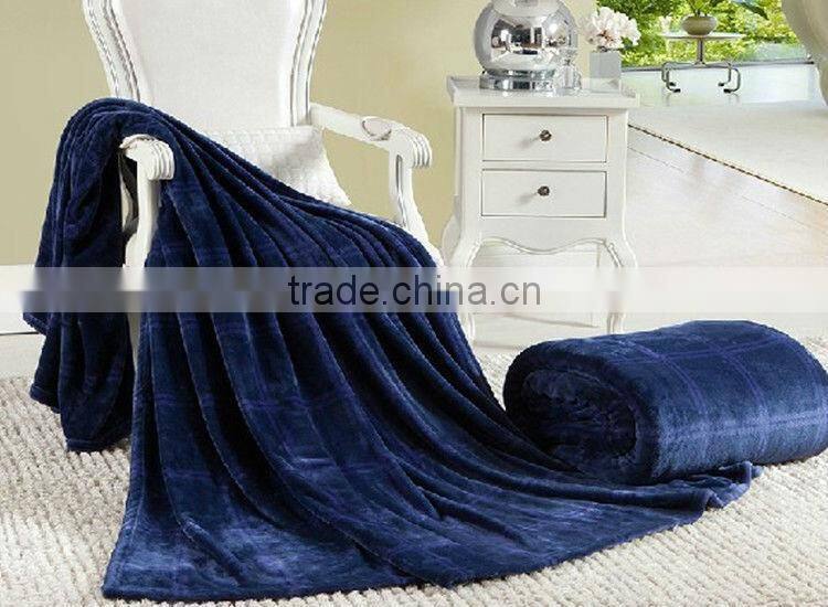 Scotland Style Grid Printed Microfiber Coral Fleece Blanket For Five-star Hotel