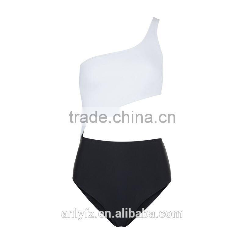 Sexy Women's One Shoulder Swimwear Asymmetrical Detail One Piece Swimsuit