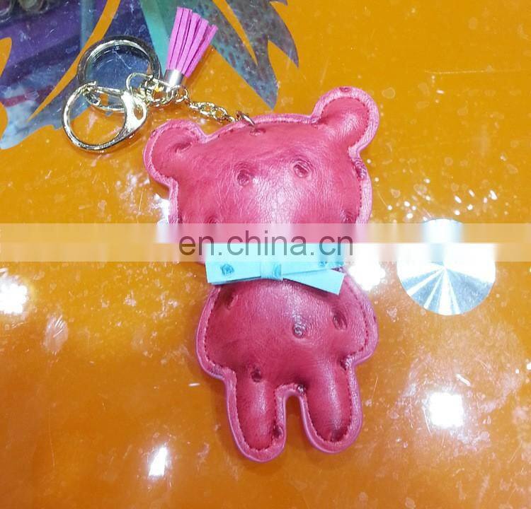 Handmade Leather Keychain Car Animal Key Chain Women Bag Charm Pendant Bag Accessories