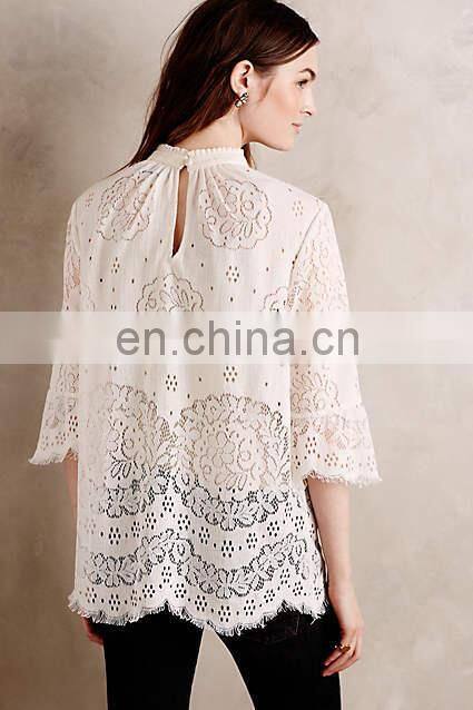 OEM wholesale fashion lady top/ Lace Composition Blouse