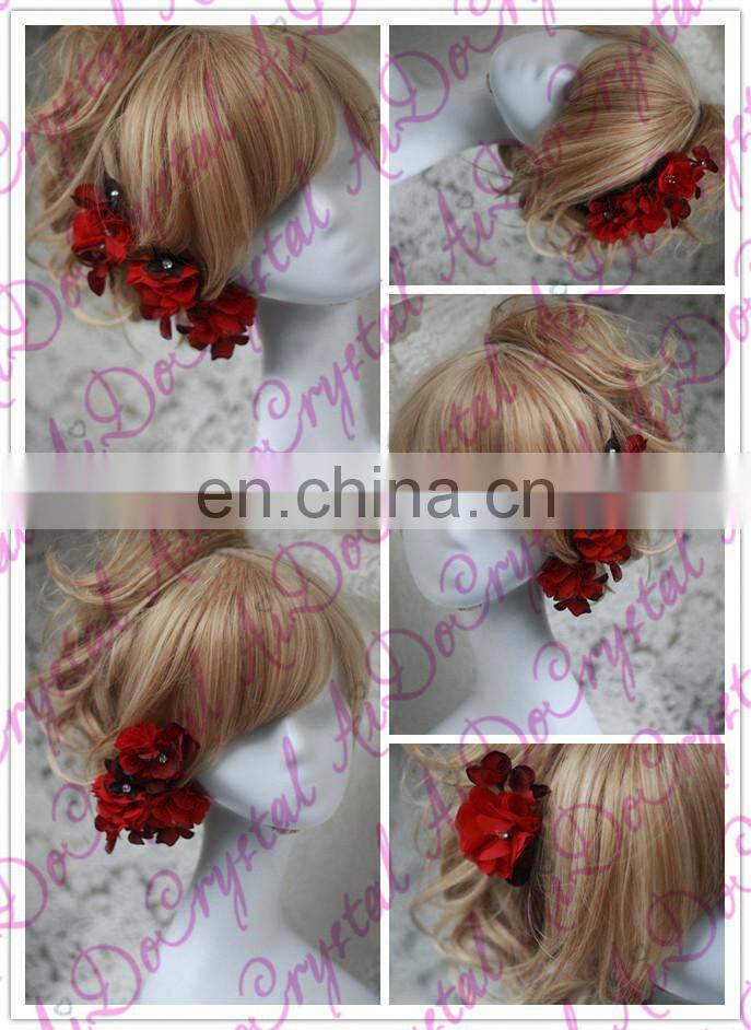 Aidocrystal red rose hair pin flower bobby pins red hair accessories for bridal