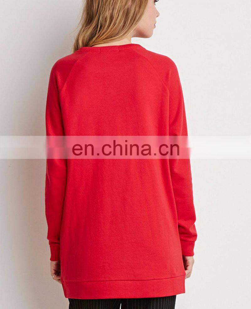Custom pullover plain women hoodies/crewneck sweatshirt