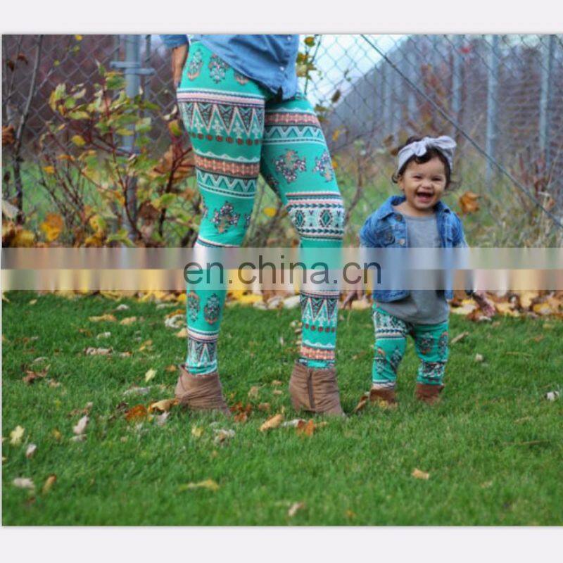 30 Design jacquard printed family matching outfits kids pants leggings for baby girls