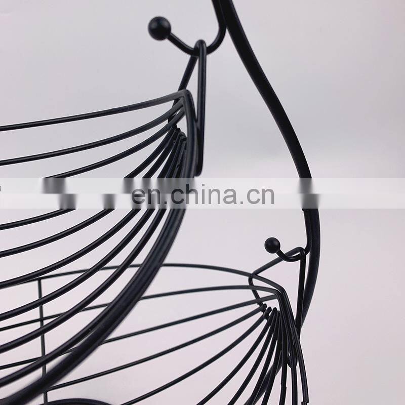 Farmhouse Home Storage Kitchen Food Fruits Organizer Egg Mesh Wire Rack Metal 2 Tier Fruit Basket