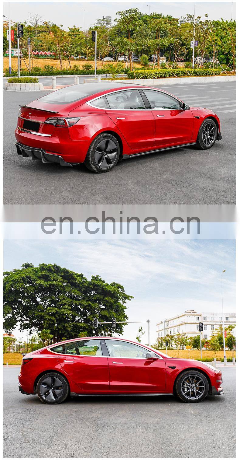 RD New Arrival Vors Style Carbon Fiber Body Kit Front Lip Side Skirts Rear Bumper For Tesla Model 3