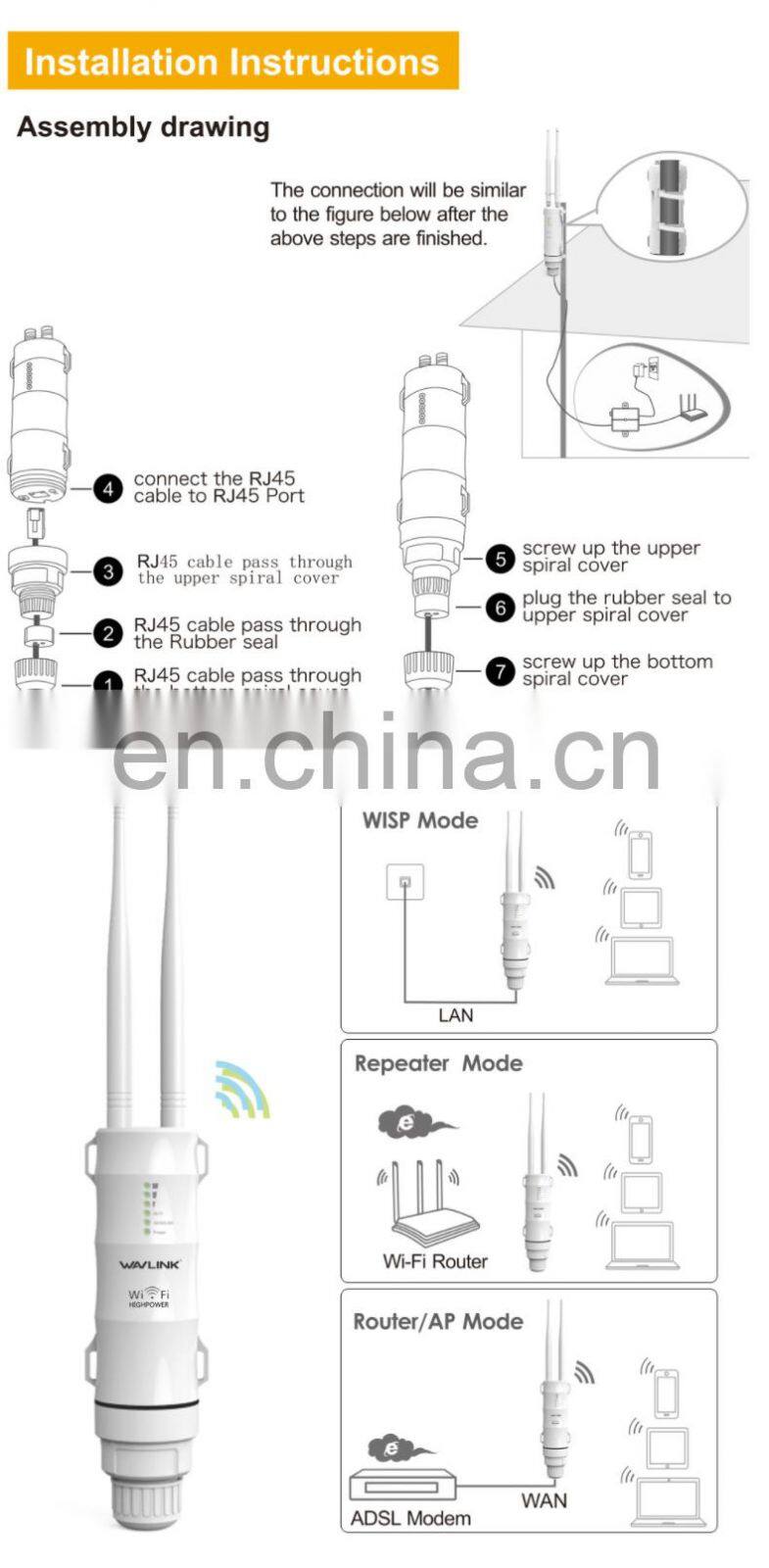 ALLINGE MDZ3245 Wifi Extender Outdoor AP / Repeater 2.4G 5G Wifi Signal Booster Outdoor Wifi Repeater AP
