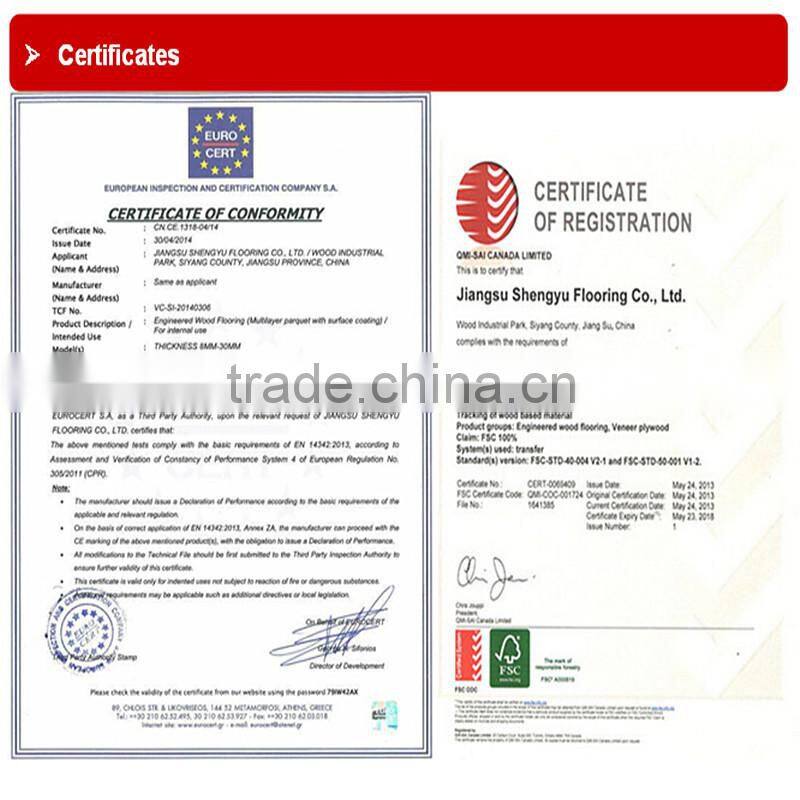 Lacquered AB grade American Ash Parquet Engineered wood Flooring