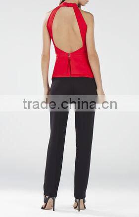 2015 china manufacturer customized fashion ladies red sleeveless peplum tops