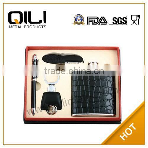 FDA 7oz hip flask drinking gift set for man