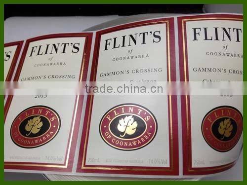 Custom embossing gold stamping wine sticker labels China manufacturer