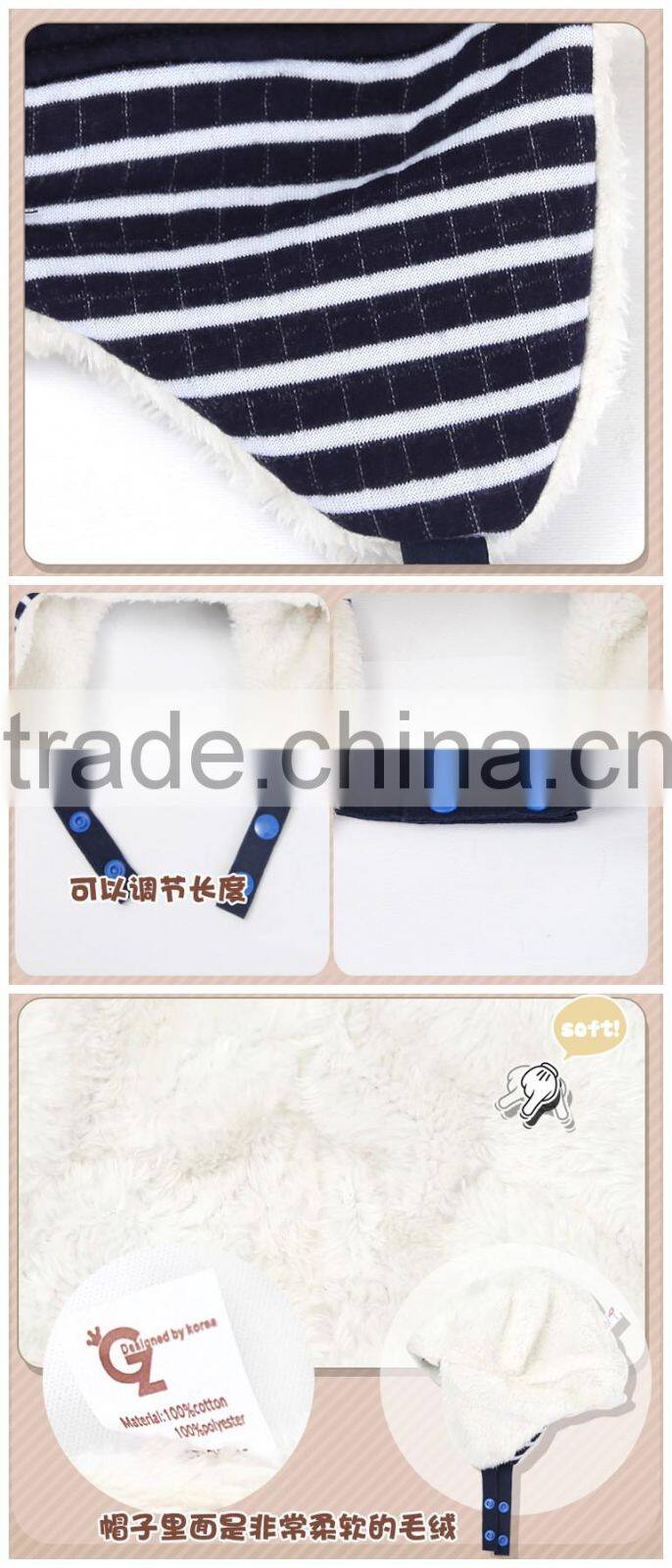 Autumn Winter Newest Checked Striped Bear Style Baby Kids Pom Poms Earflap Winter Wool Hat