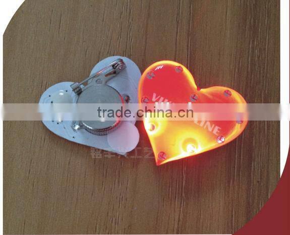 Heart shape led brooch ,mix styles flashing heart badge love brooch for party decoration ,cheap wedding party gift